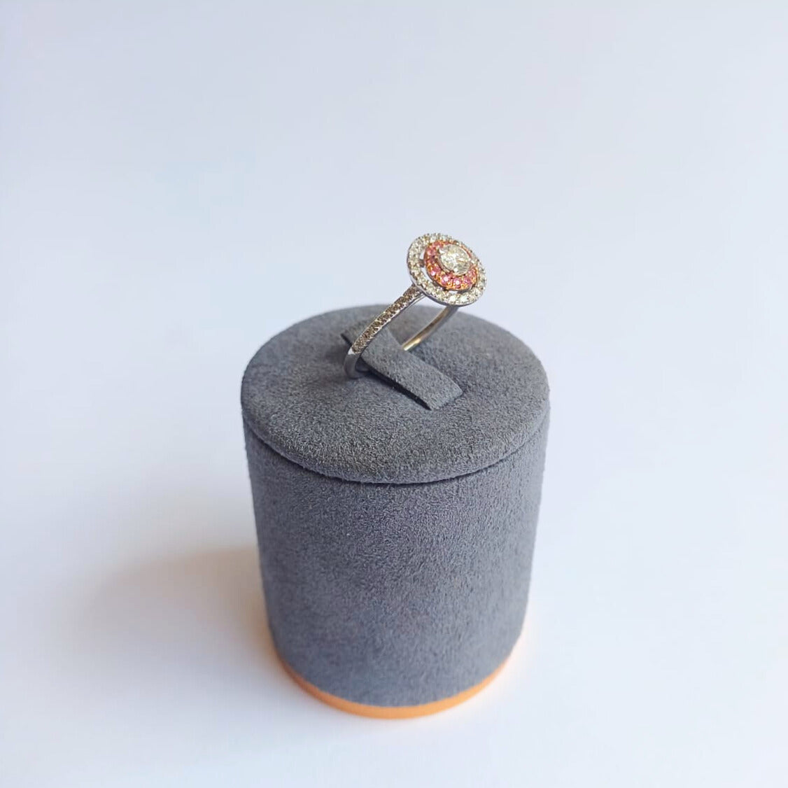 White Gold Diamond & Pink Sapphire Ring