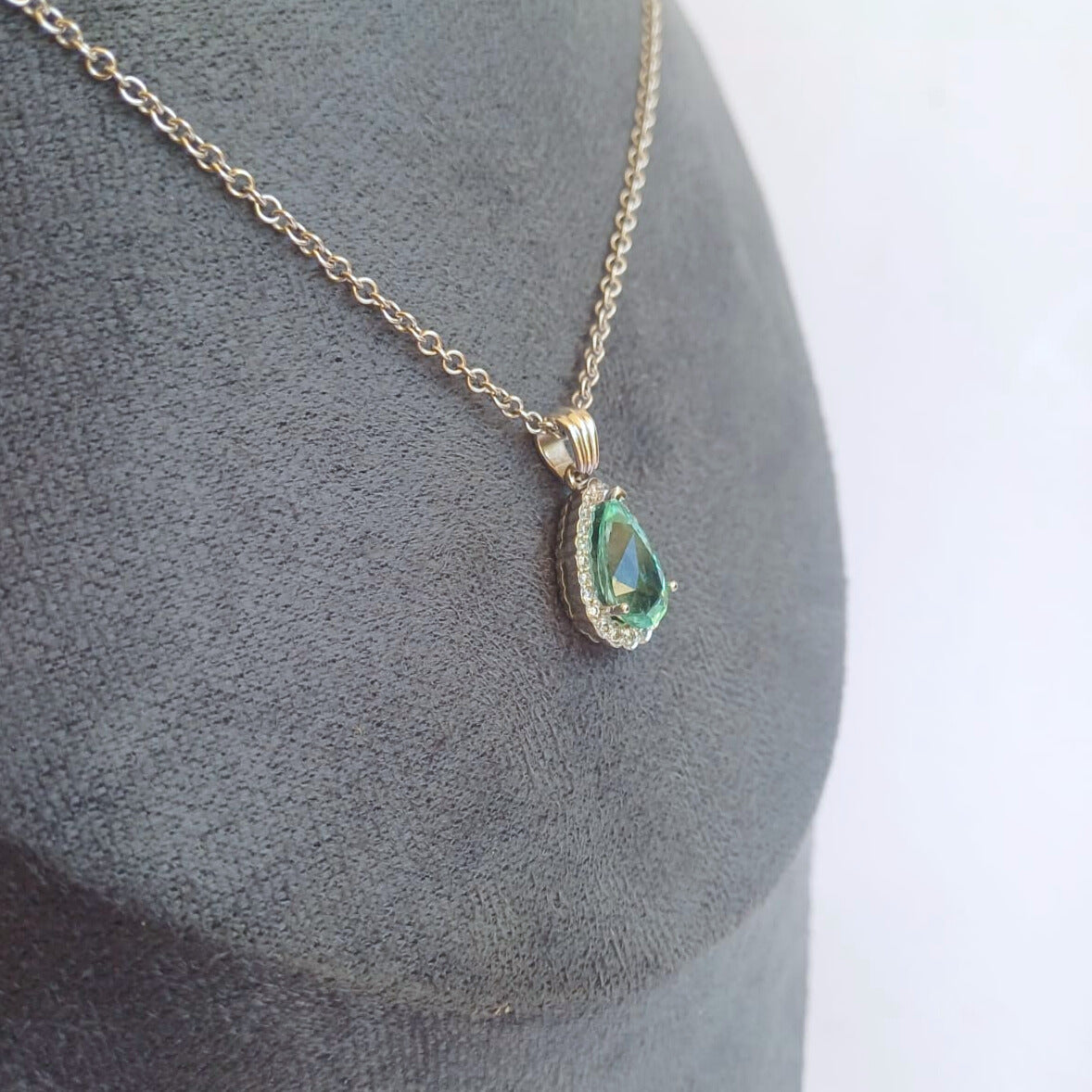 White Gold Paraiba Tourmaline & Diamond Pendant