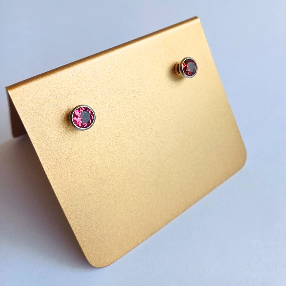 White Gold & Pink Tourmaline Stud Earrings