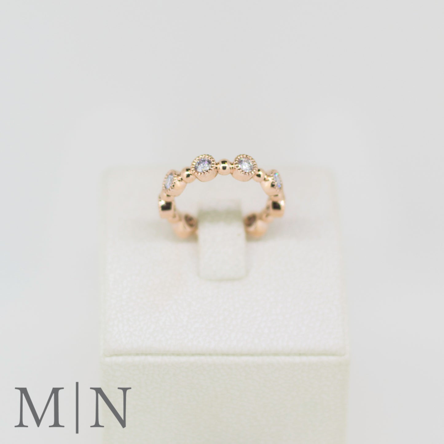 Rose Gold Bead & Diamond Eternity Ring