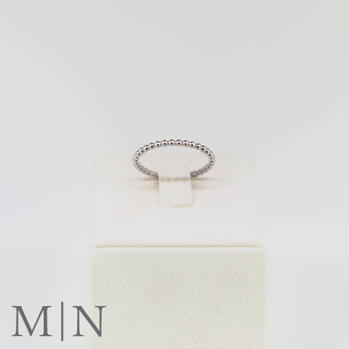 White Gold Beaded Stack Ring