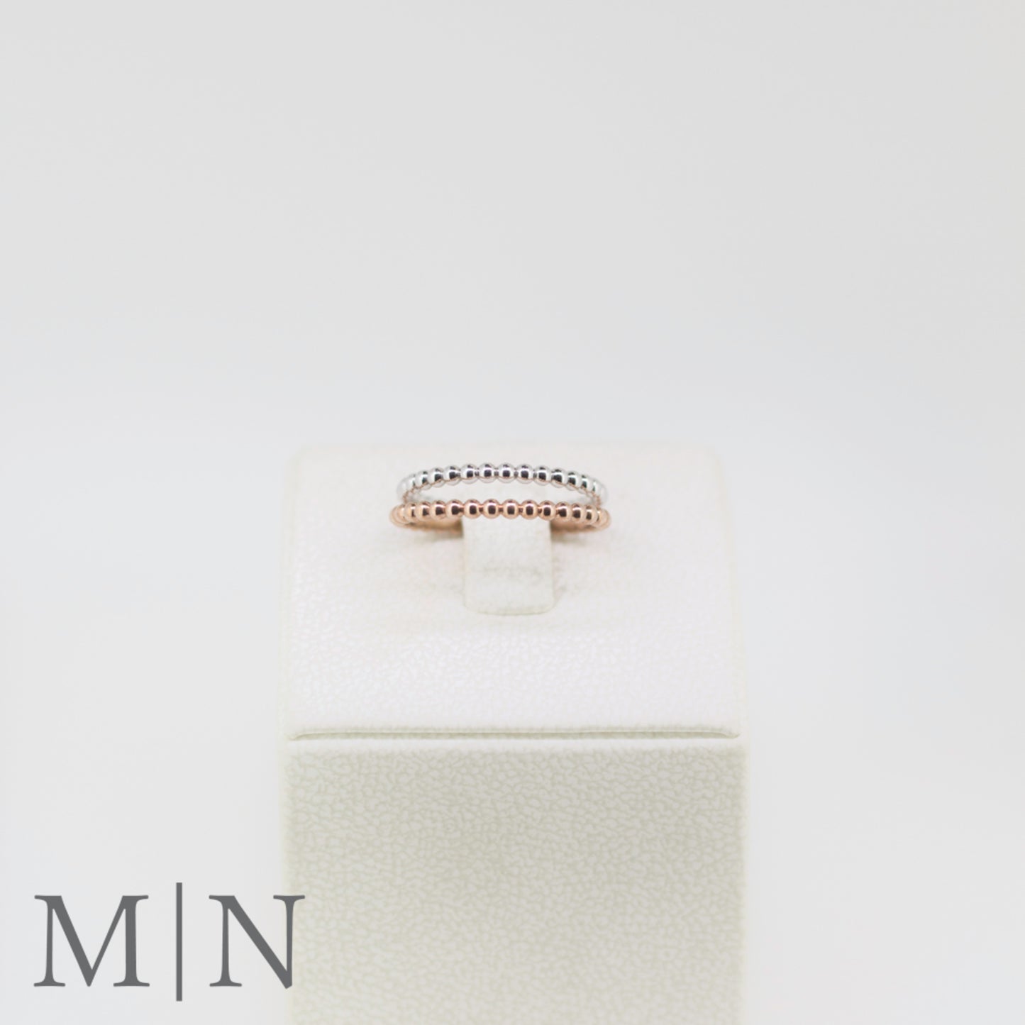White Gold Beaded Stack Ring