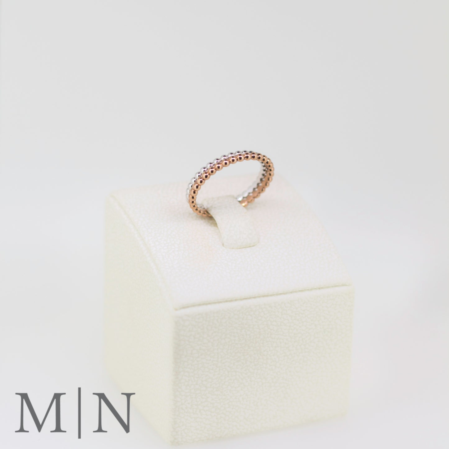 White Gold Beaded Stack Ring