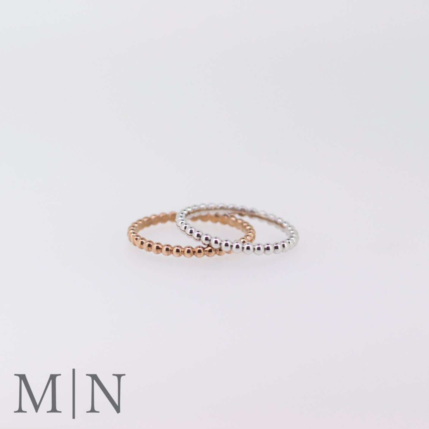 White Gold Beaded Stack Ring