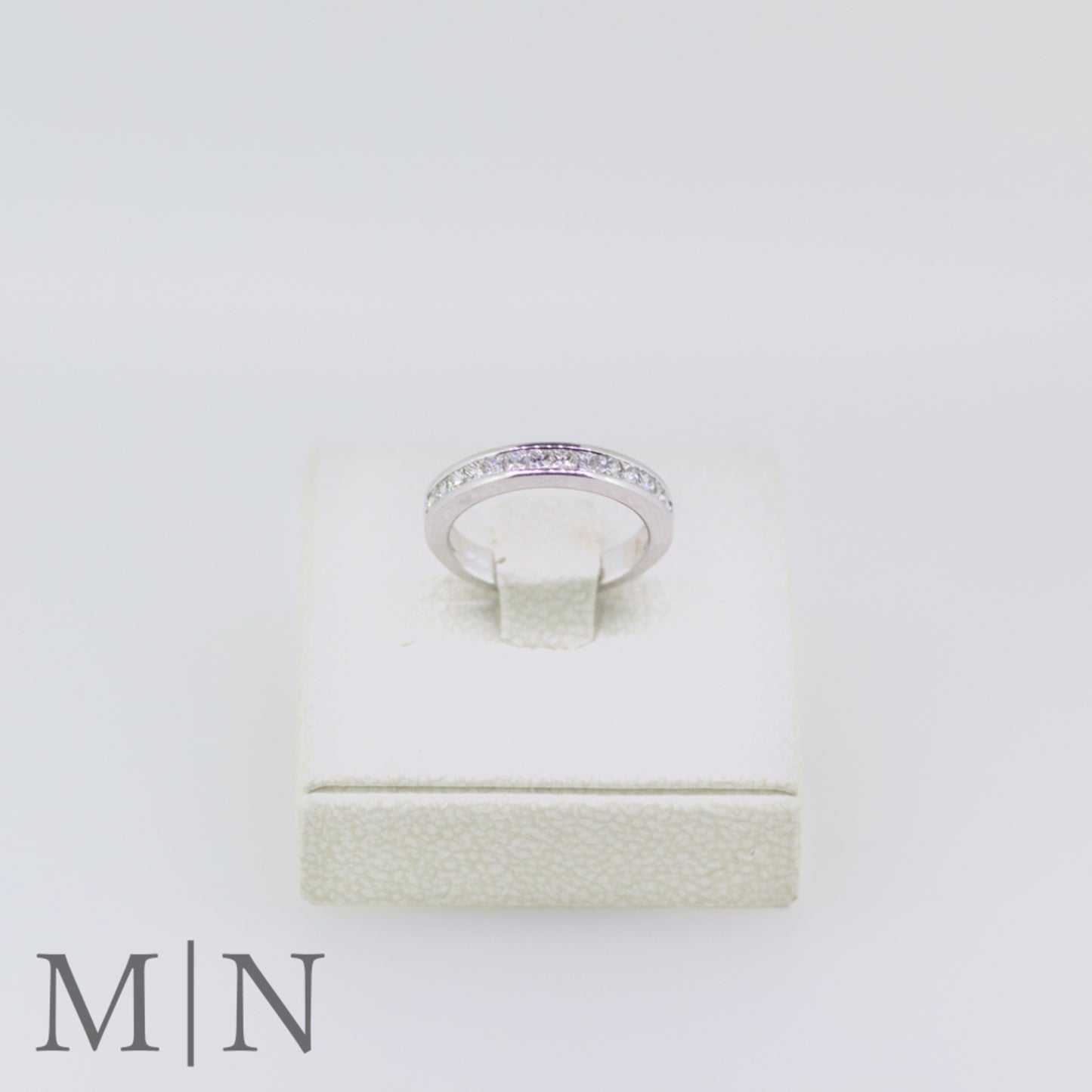 White Gold Channel Set Princess Diamond Half-Eternity Ring
