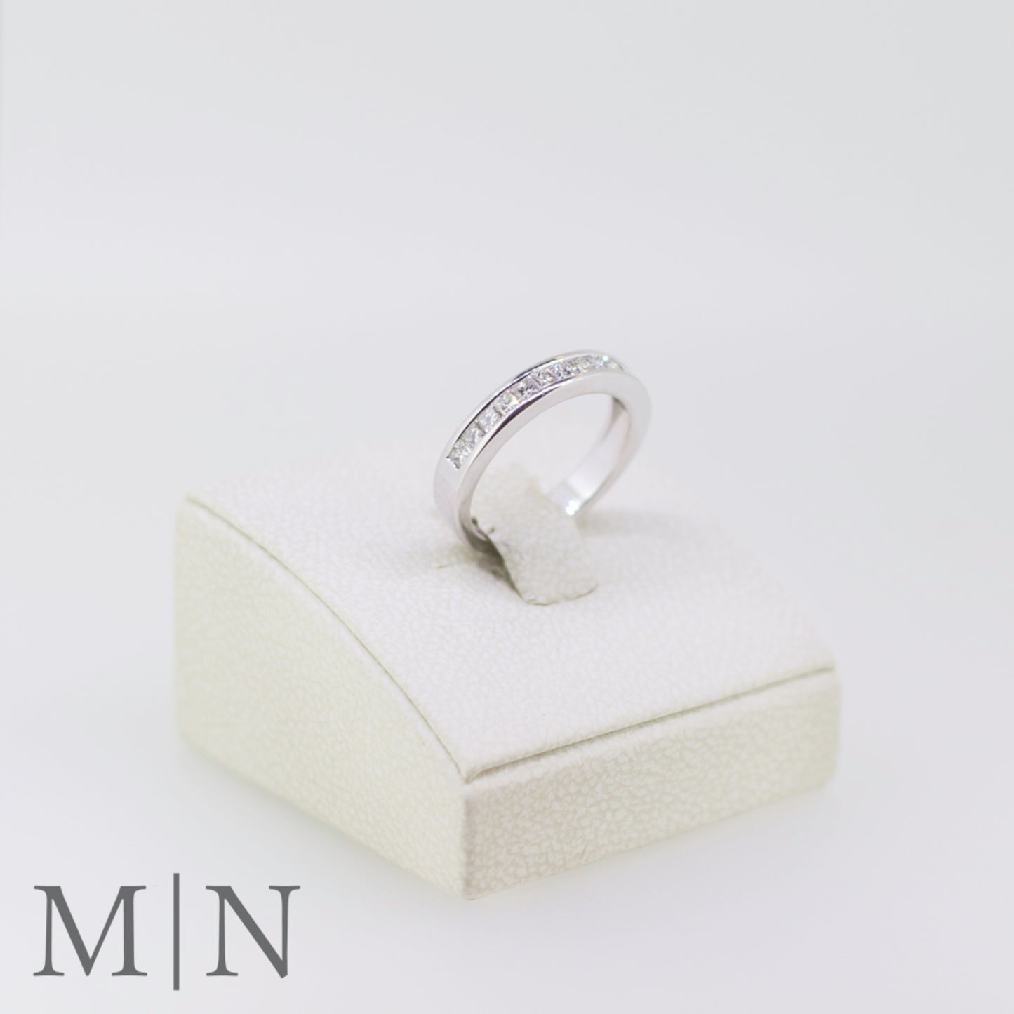 White Gold Channel Set Princess Diamond Half-Eternity Ring