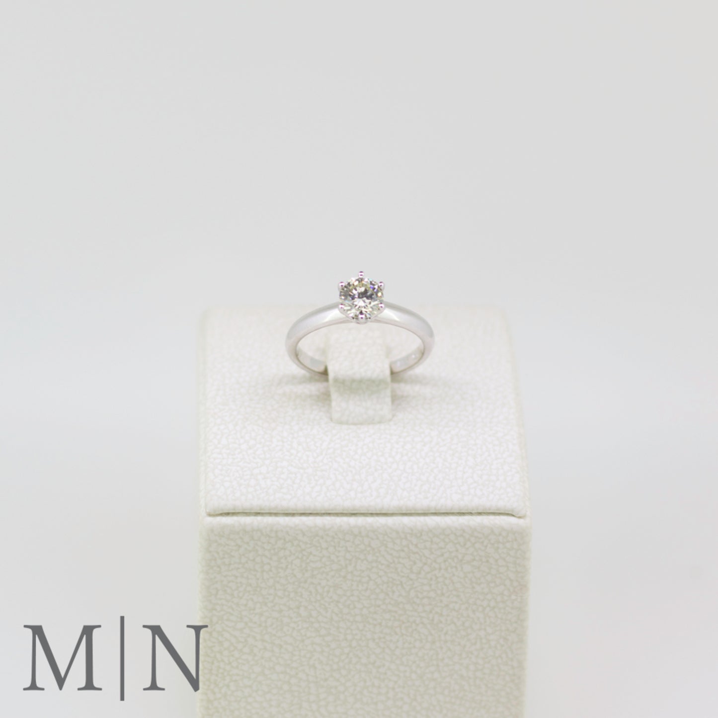 White Gold Diamond Solitaire & Curved Wedding Band Set