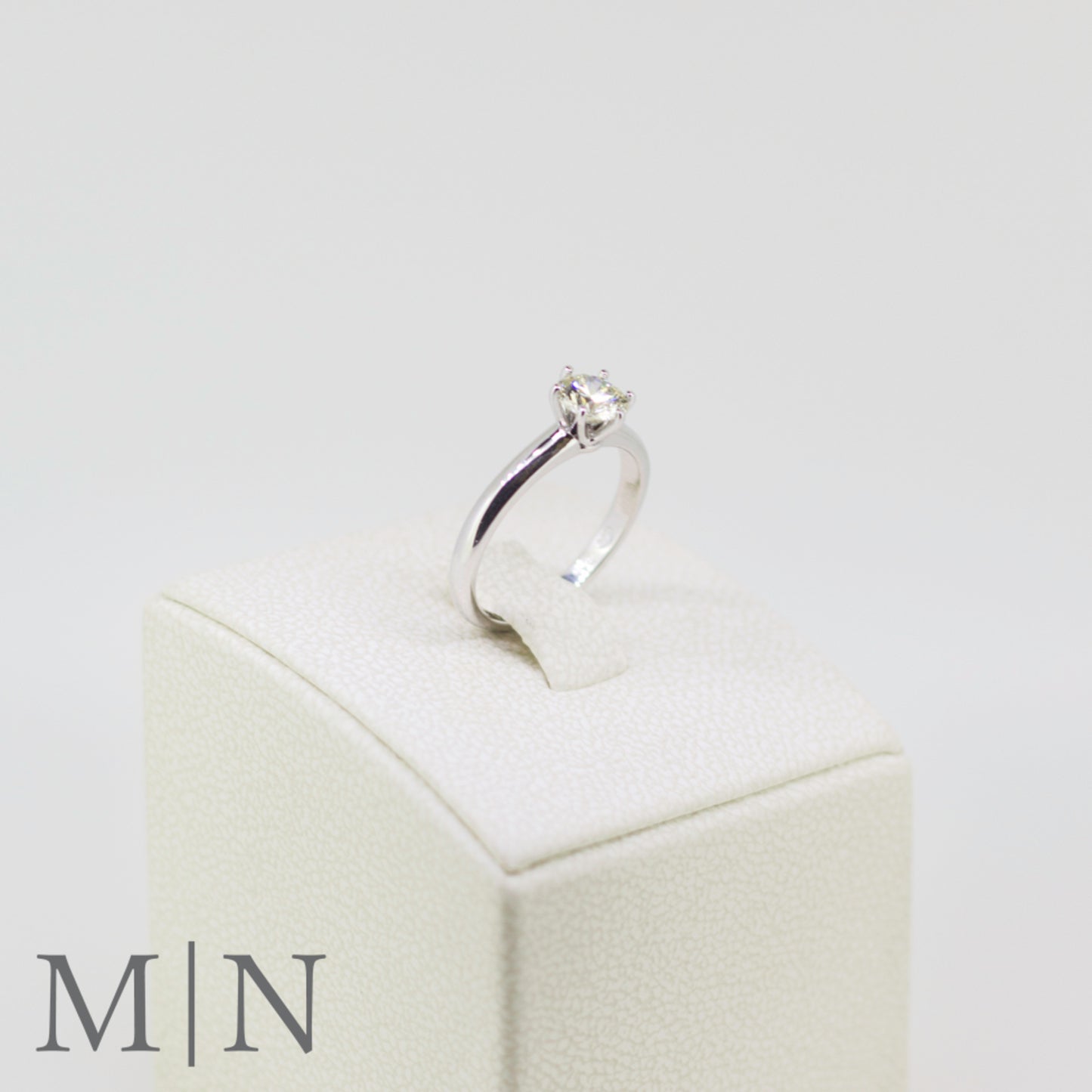 White Gold Diamond Solitaire & Curved Wedding Band Set