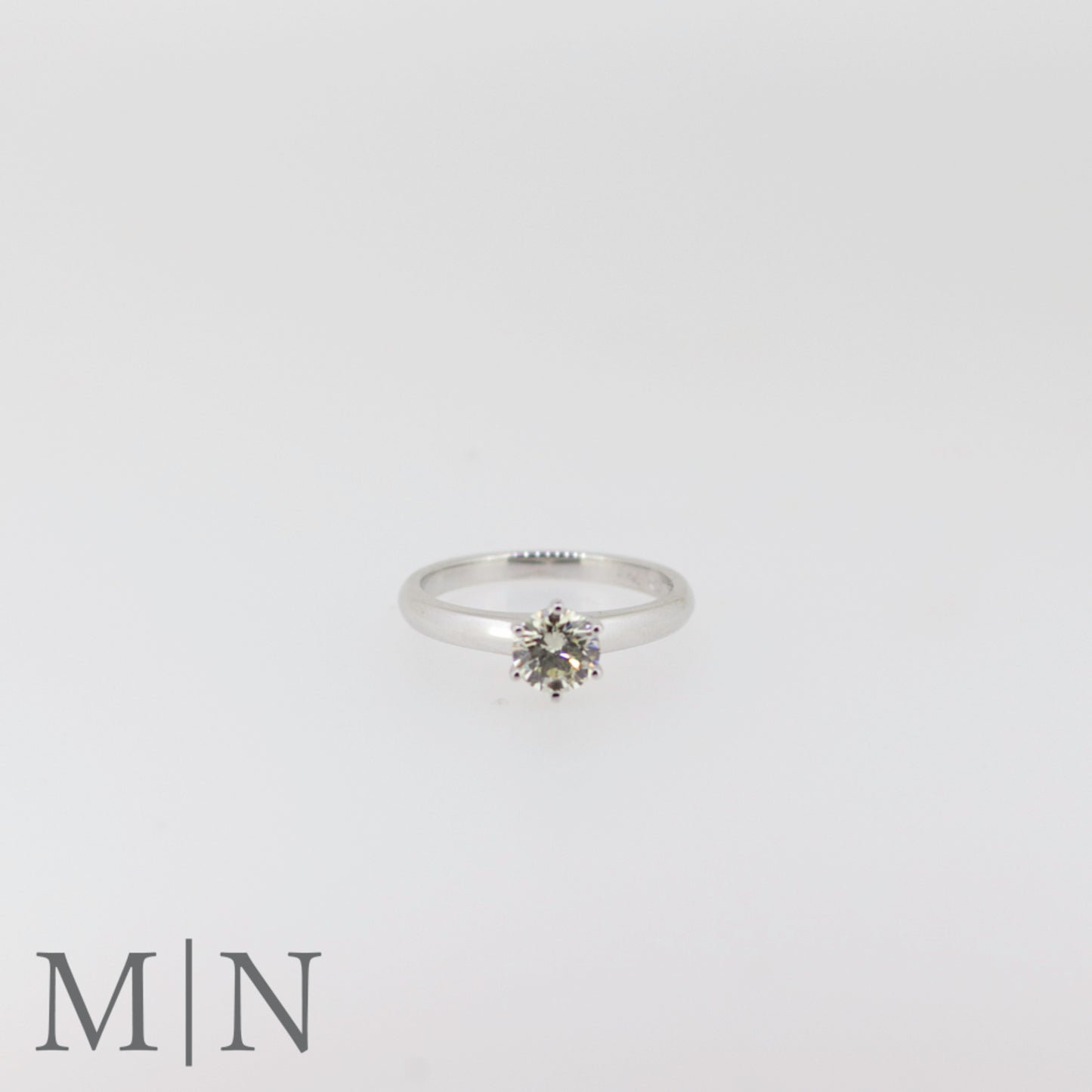 White Gold Diamond Solitaire & Curved Wedding Band Set