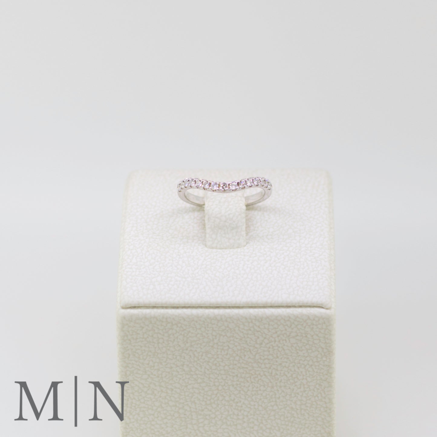 White Gold Diamond Solitaire & Curved Wedding Band Set