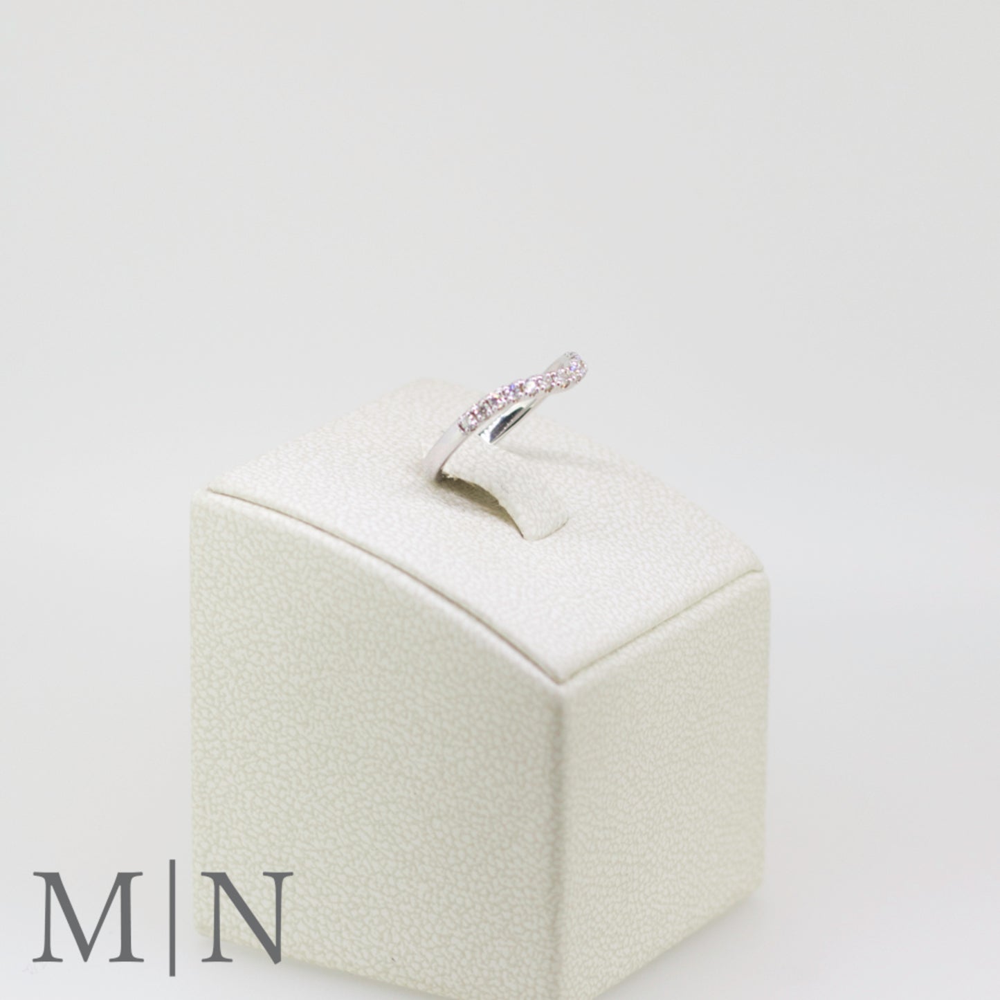 White Gold Diamond Solitaire & Curved Wedding Band Set