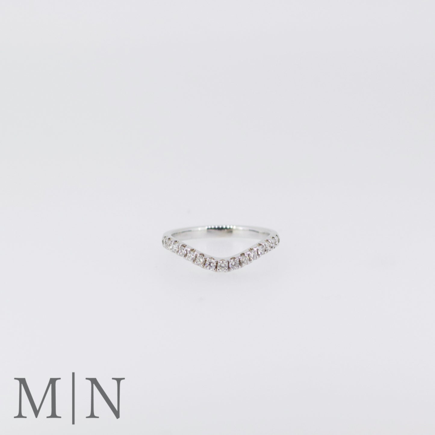 White Gold Diamond Solitaire & Curved Wedding Band Set