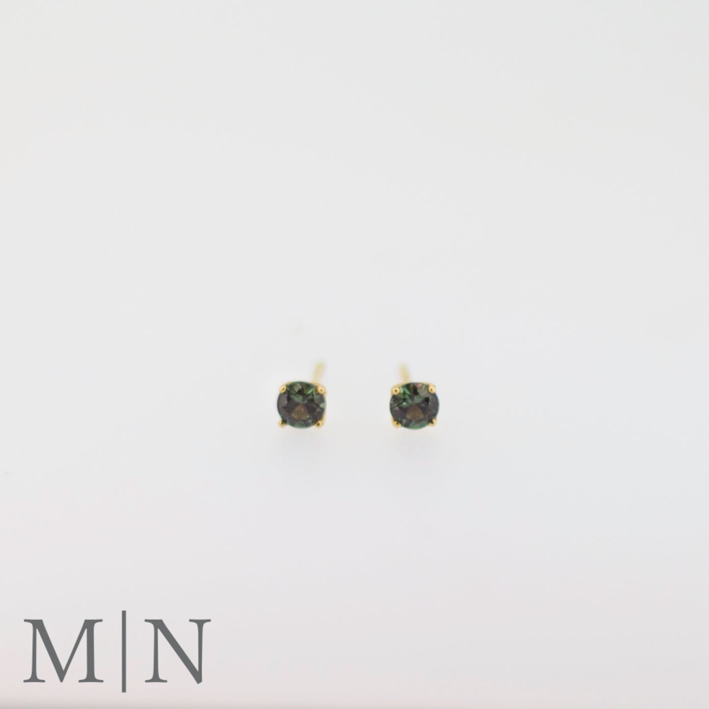 Yellow Gold & Green Tourmaline Stud Earrings