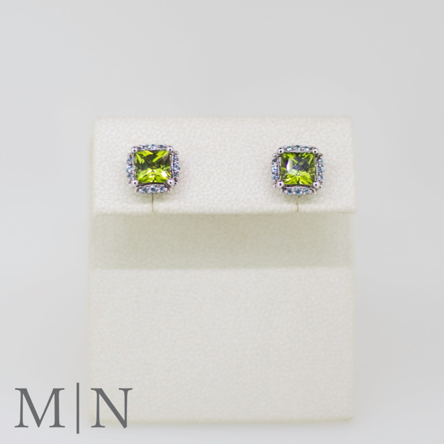 White Gold Peridot & Topaz Stud Earrings