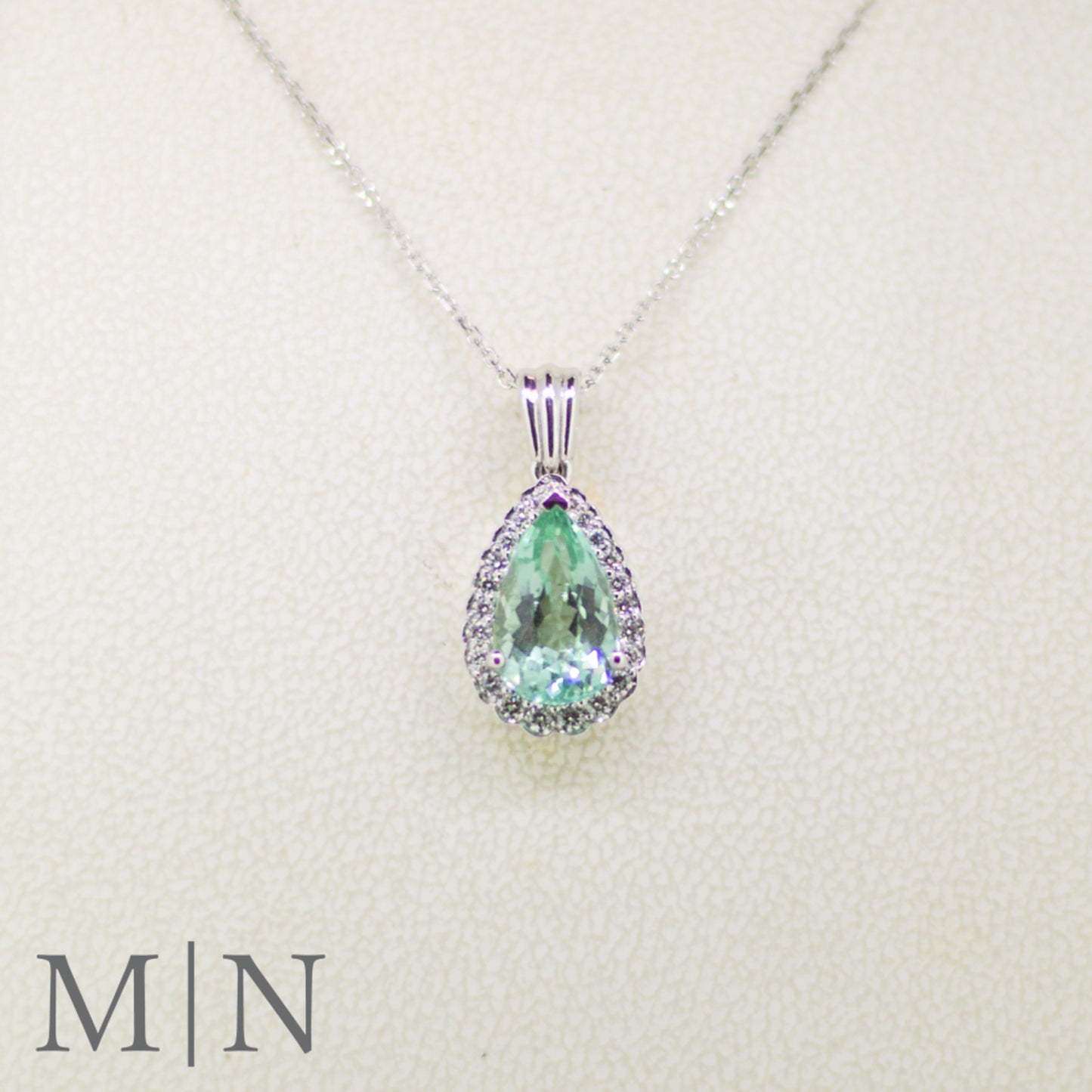 White Gold Paraiba Tourmaline & Diamond Necklace