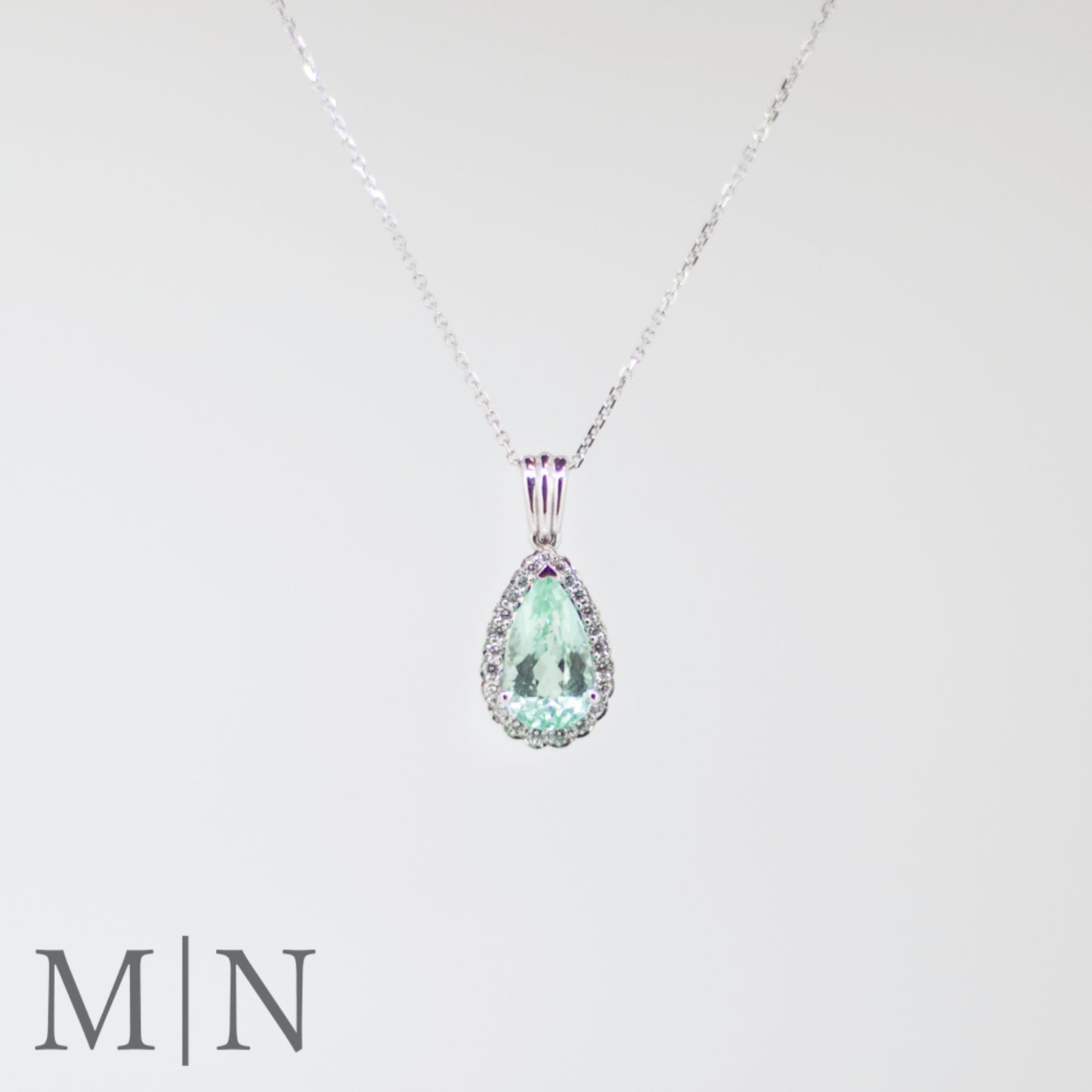 White Gold Paraiba Tourmaline & Diamond Necklace