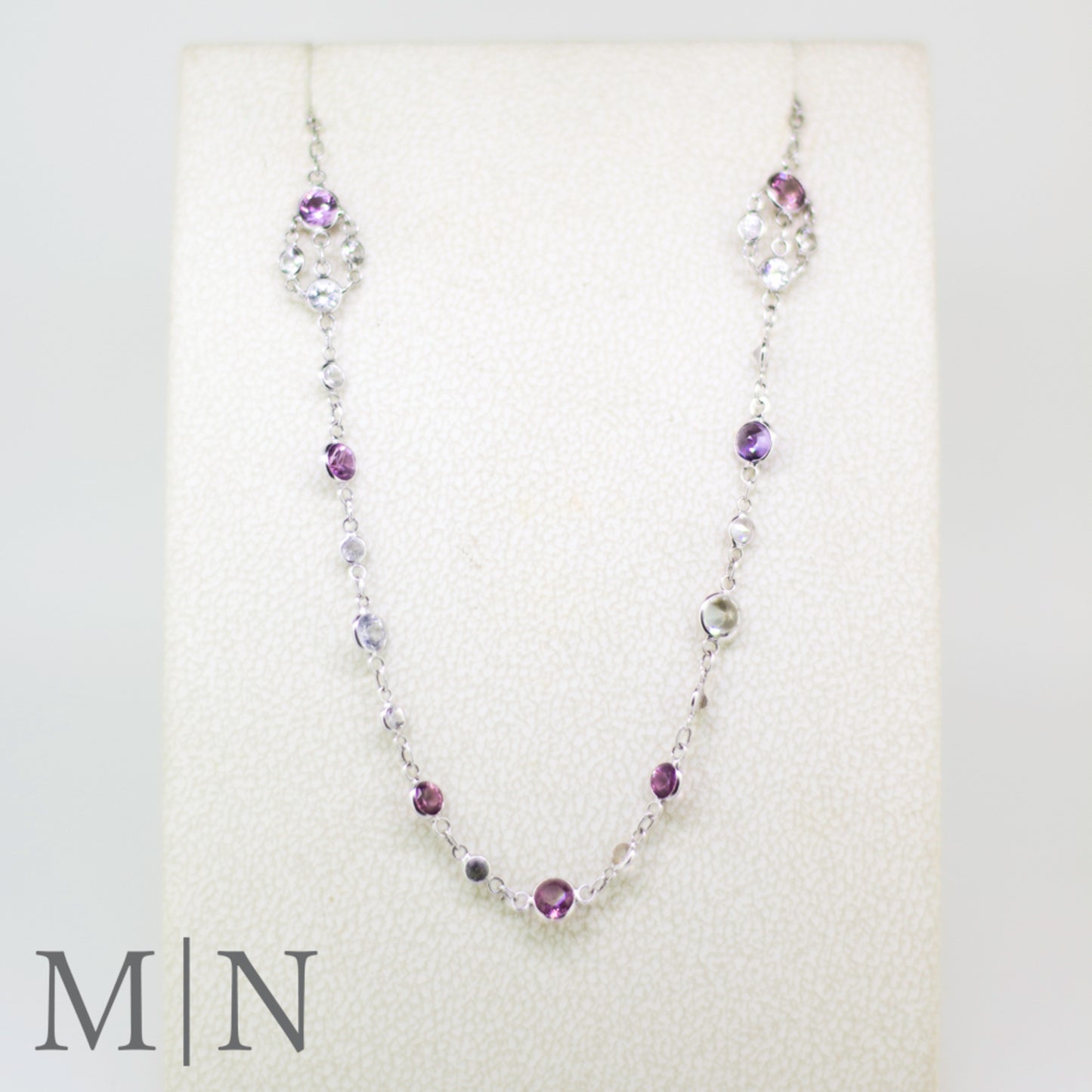 Handmade White Gold Sapphire Chain