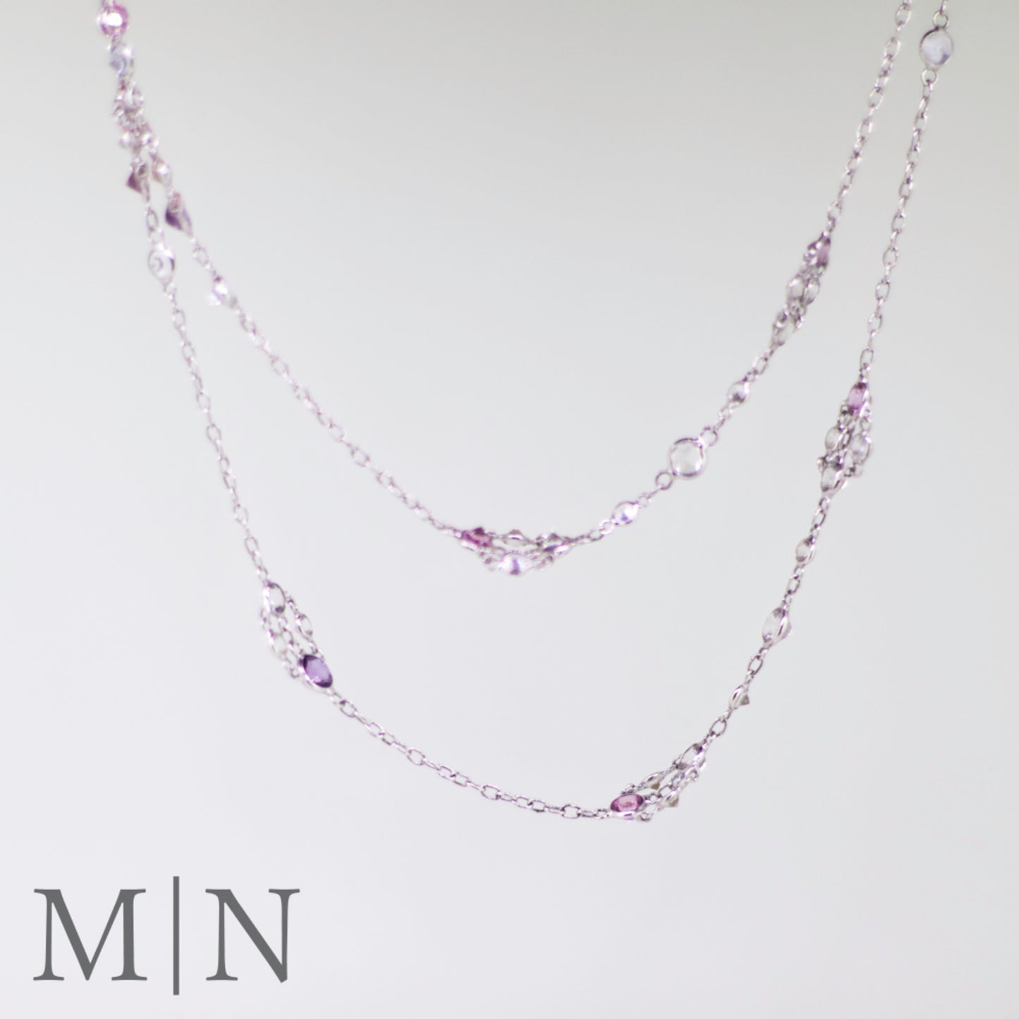 Handmade White Gold Sapphire Chain