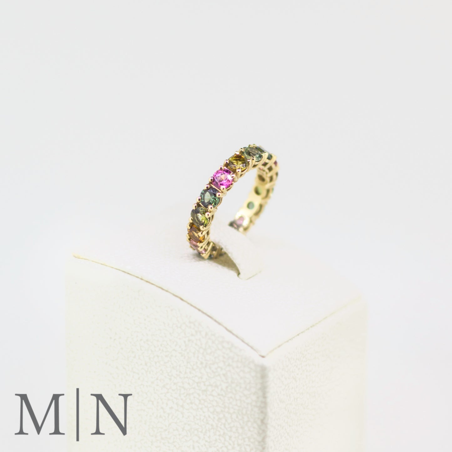 Yellow Gold Tourmaline Eternity Ring