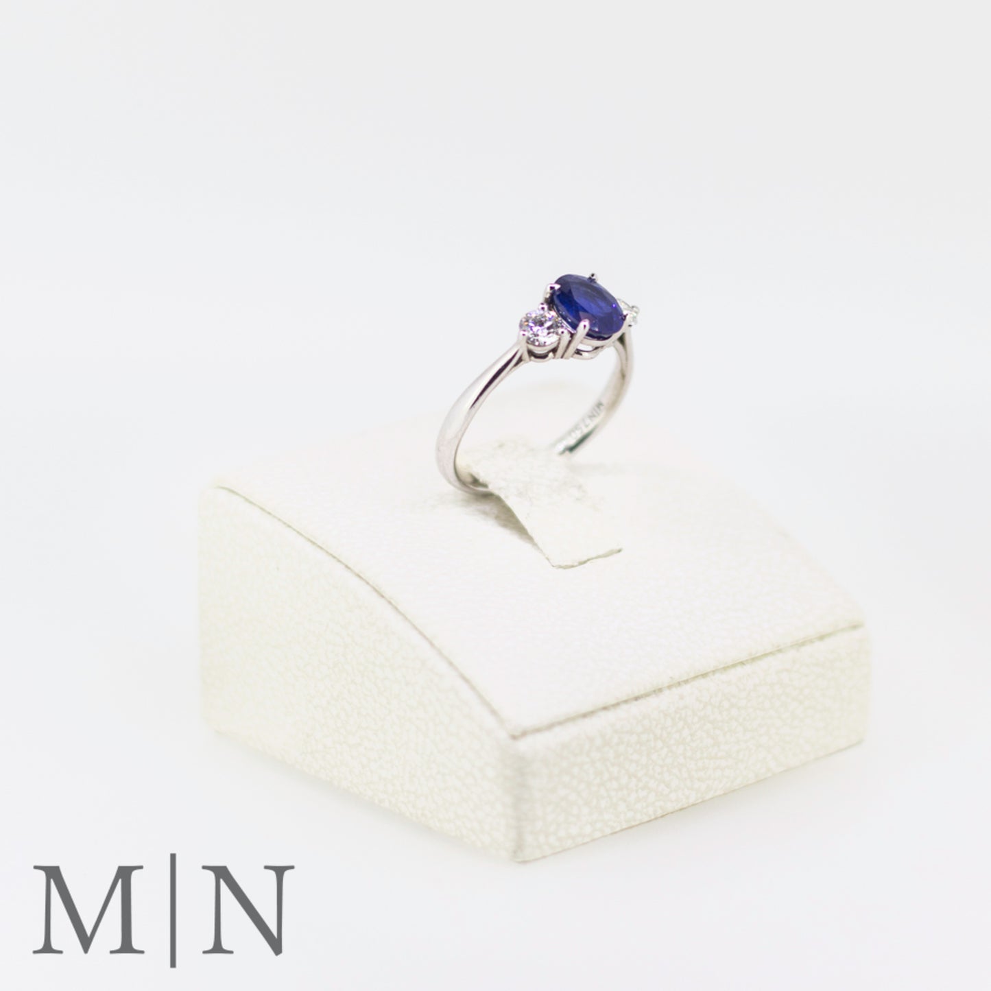 White Gold Sapphire & Diamond Trilogy Ring