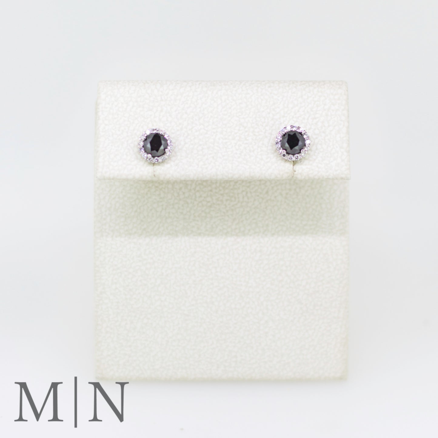 White Gold Black Diamond Stud Earrings