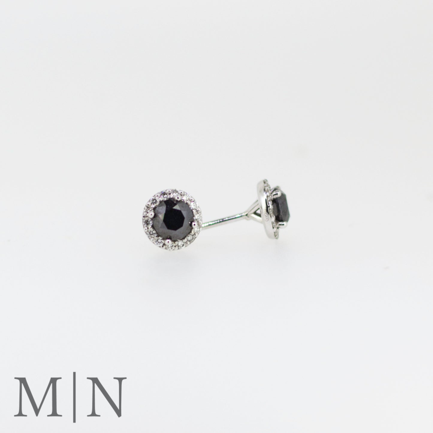 White Gold Black Diamond Stud Earrings
