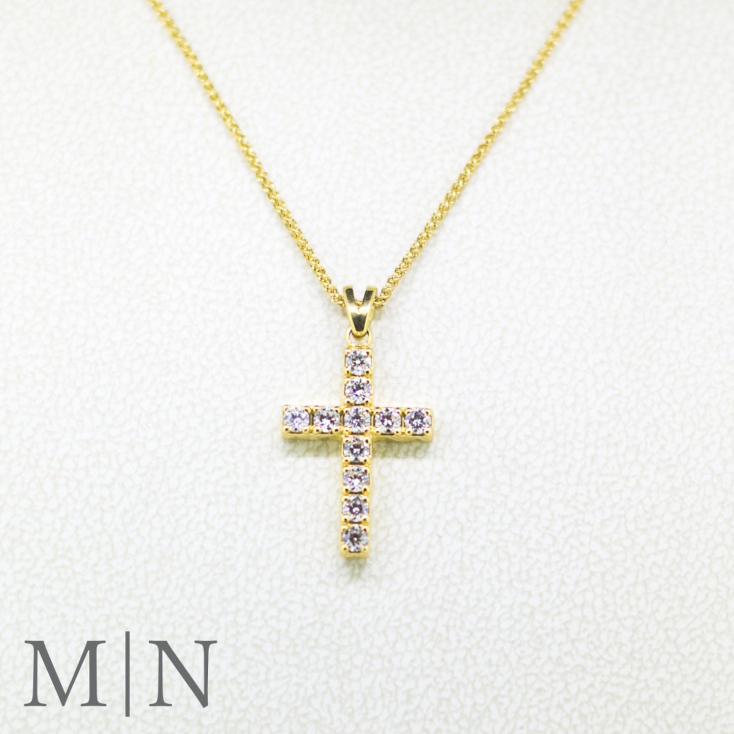 Yellow Gold Diamond Cross Necklace