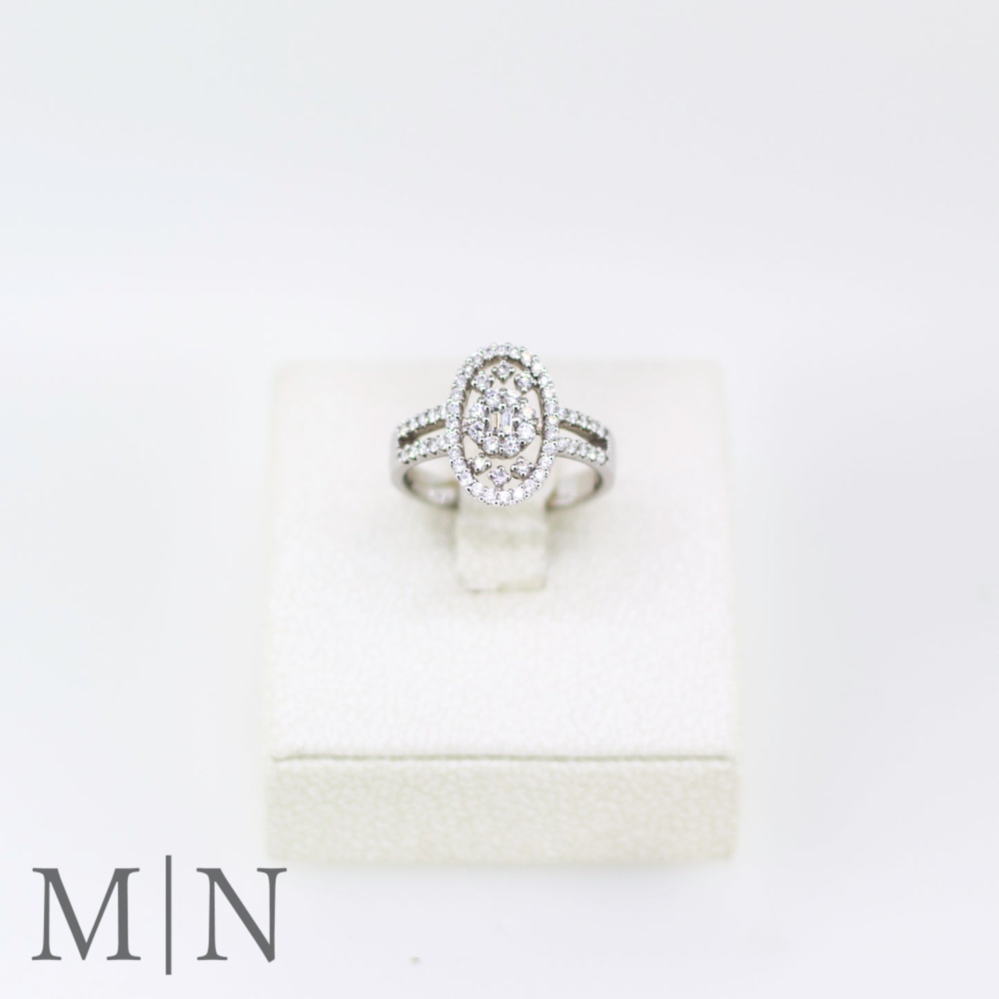 White Gold Diamond Cluster Dress Ring
