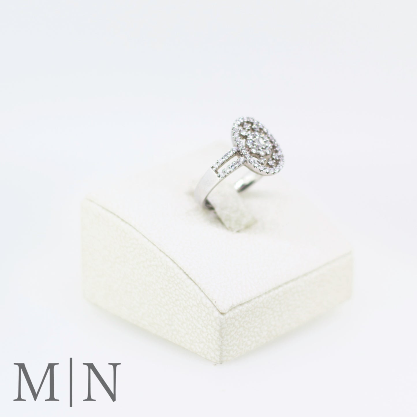 White Gold Diamond Cluster Dress Ring