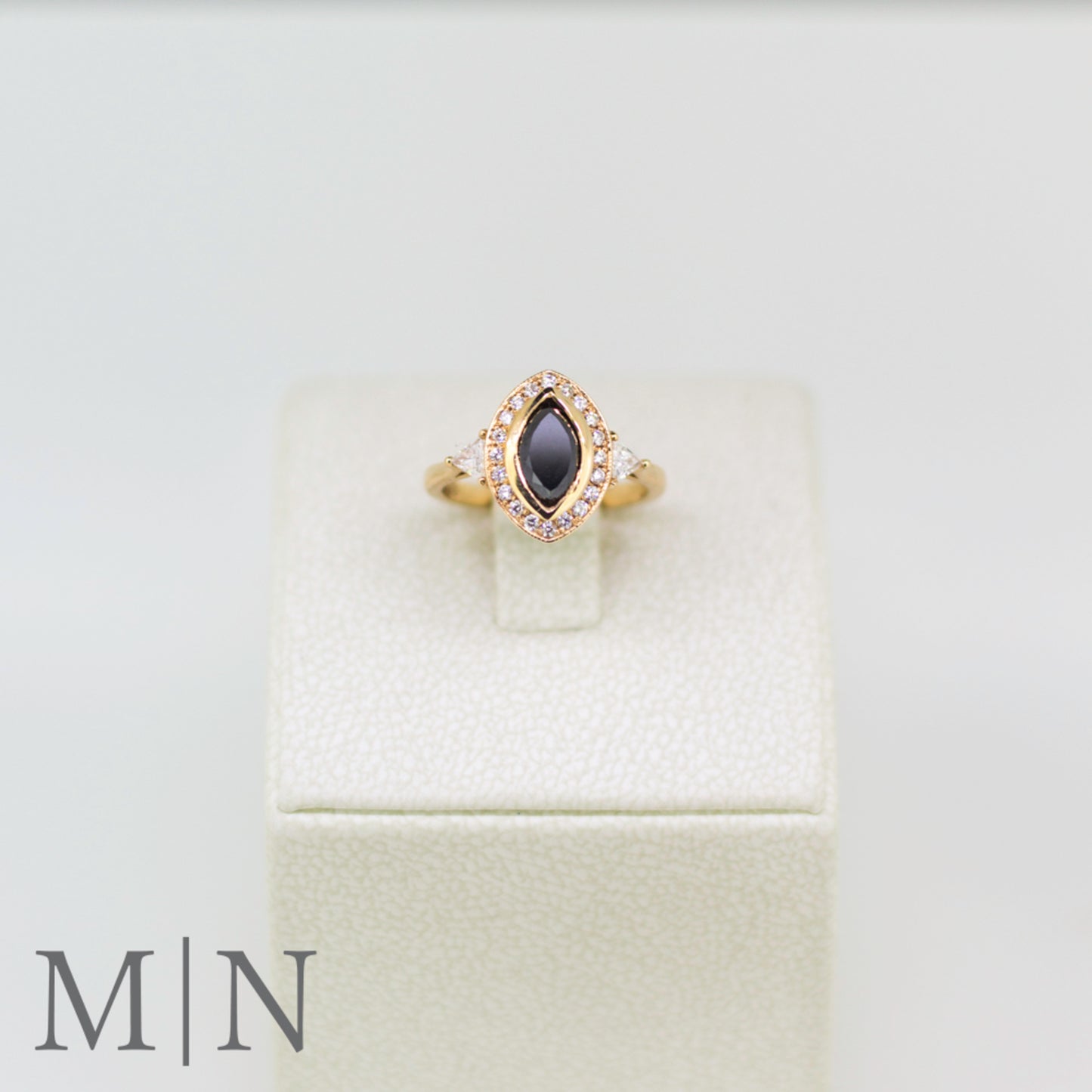Rose Gold & Black Marquise Diamond Halo Ring