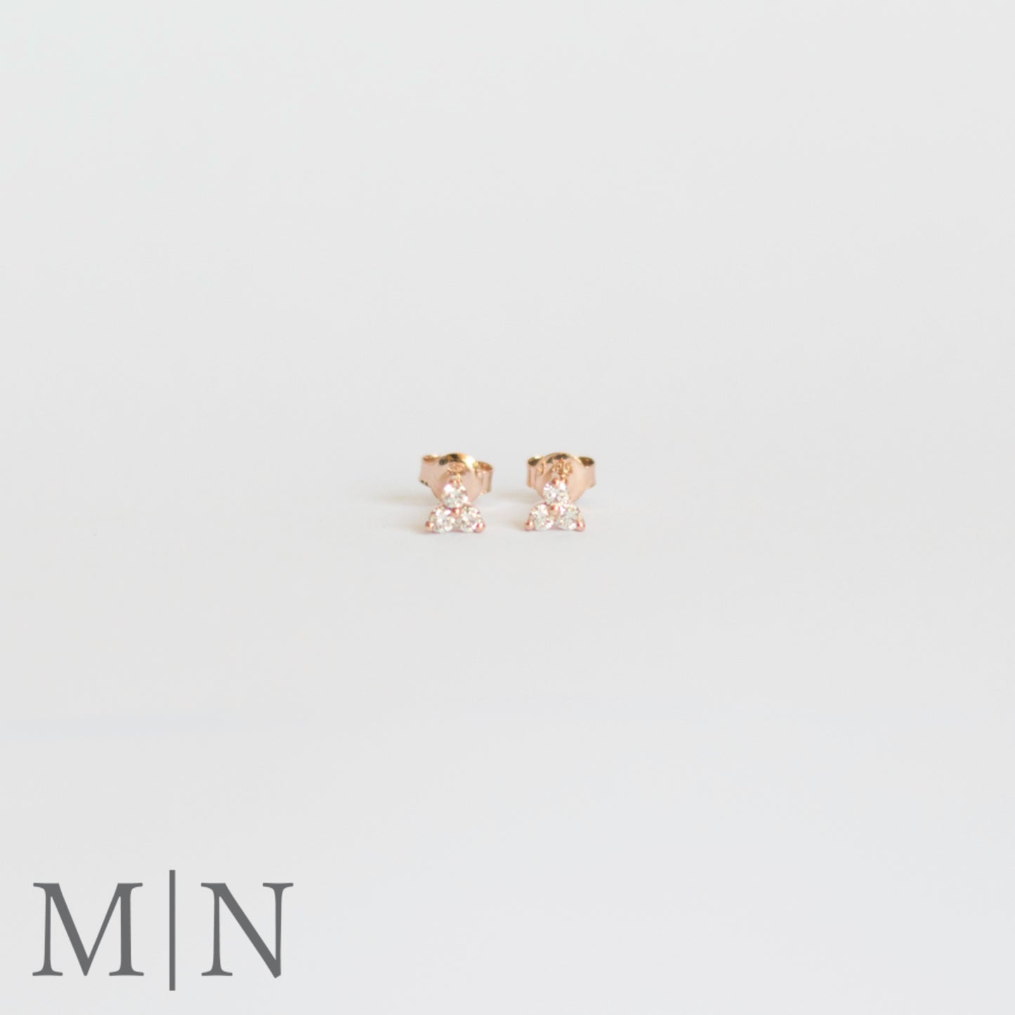 Rose Gold & Diamond Earrings & Stack Ring Set