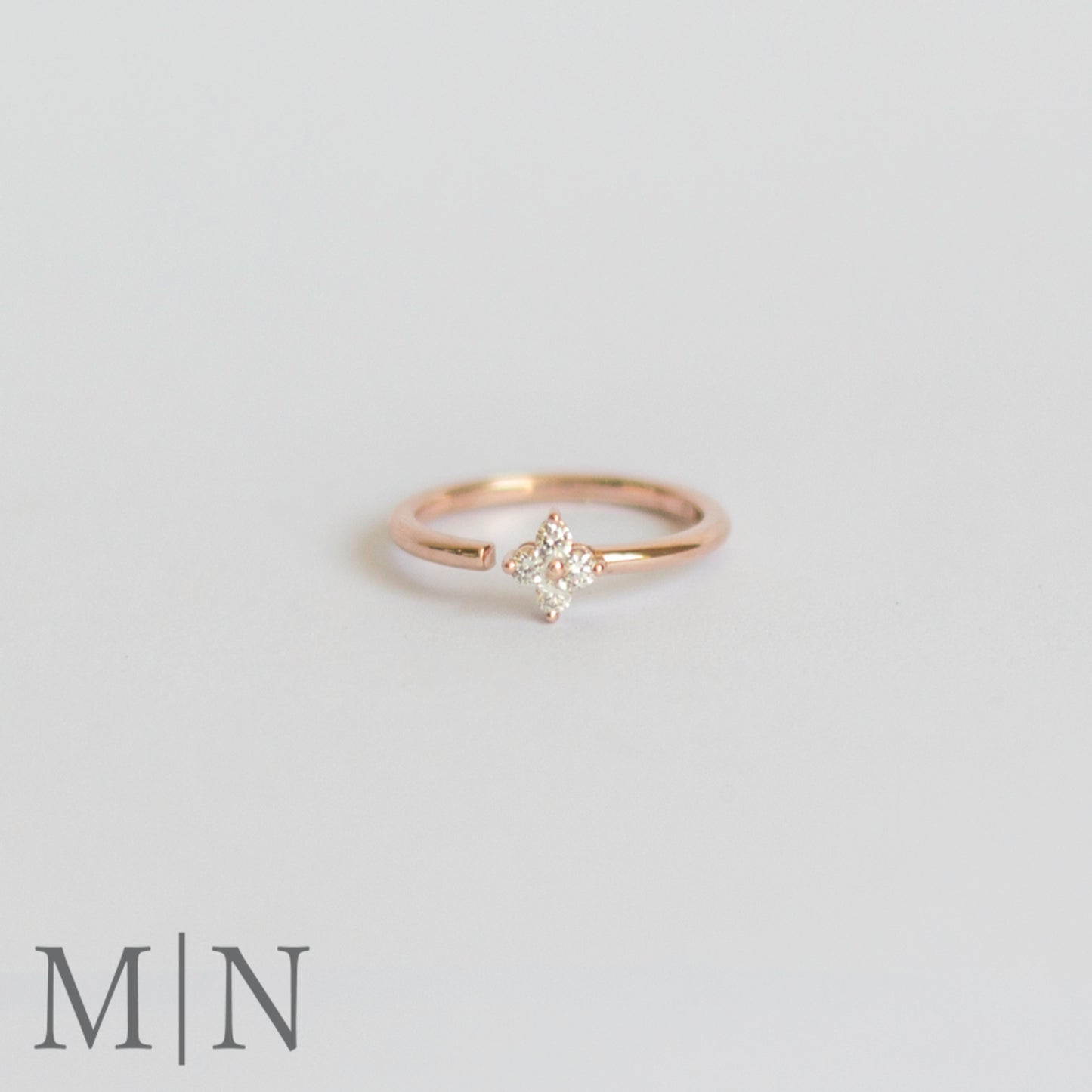 Rose Gold & Diamond Earrings & Stack Ring Set