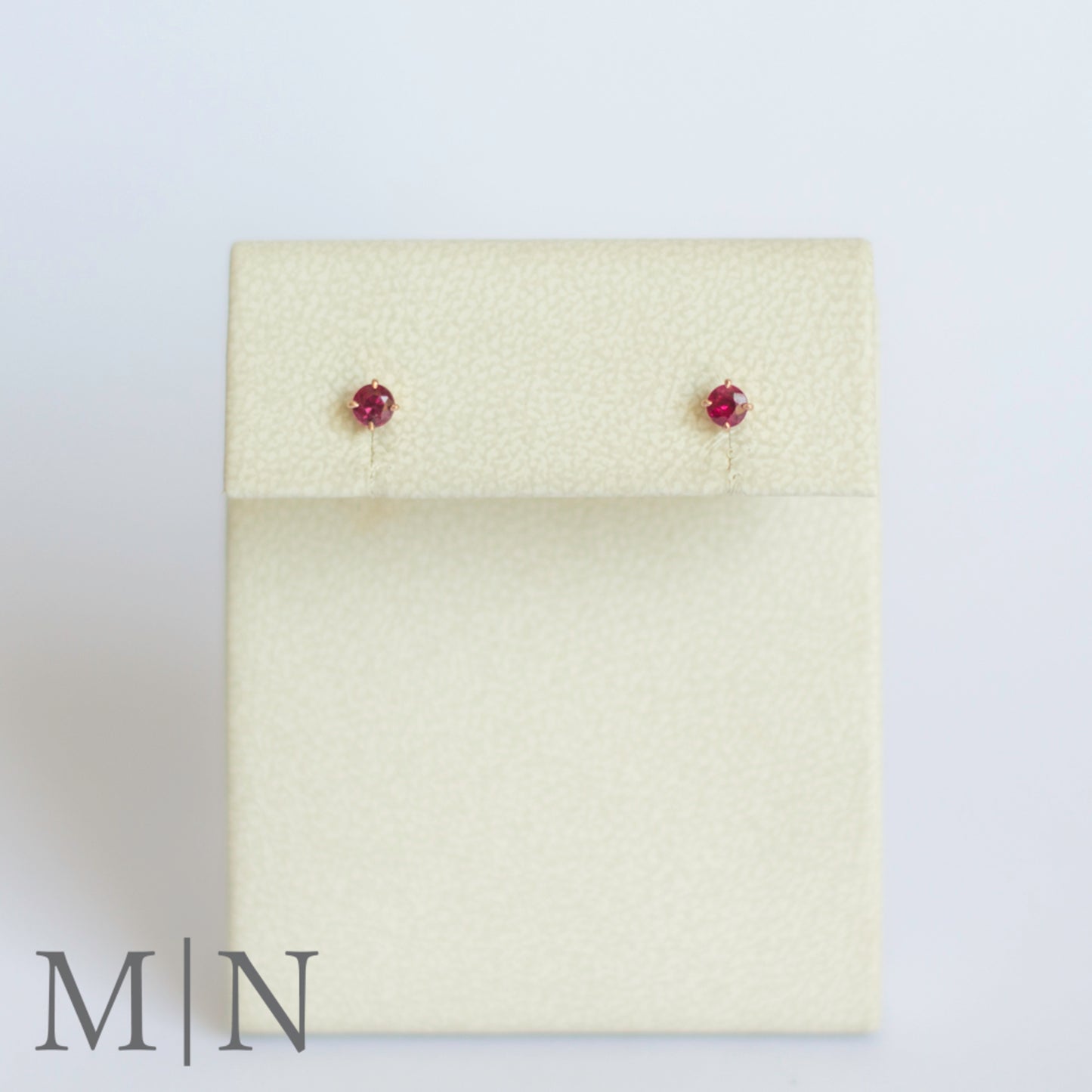 Rose Gold & Ruby Stud Earrings
