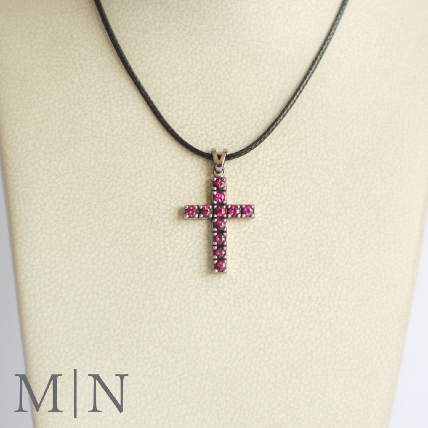 White Gold Ruby Cross Pendant
