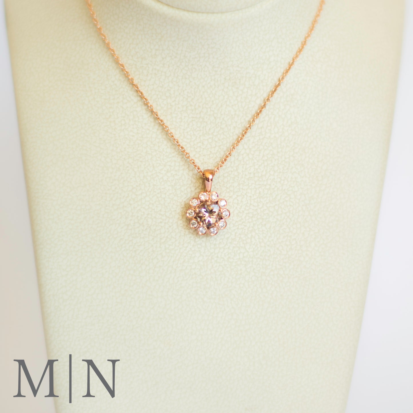 Rose Gold Morganite & Diamond Pendant