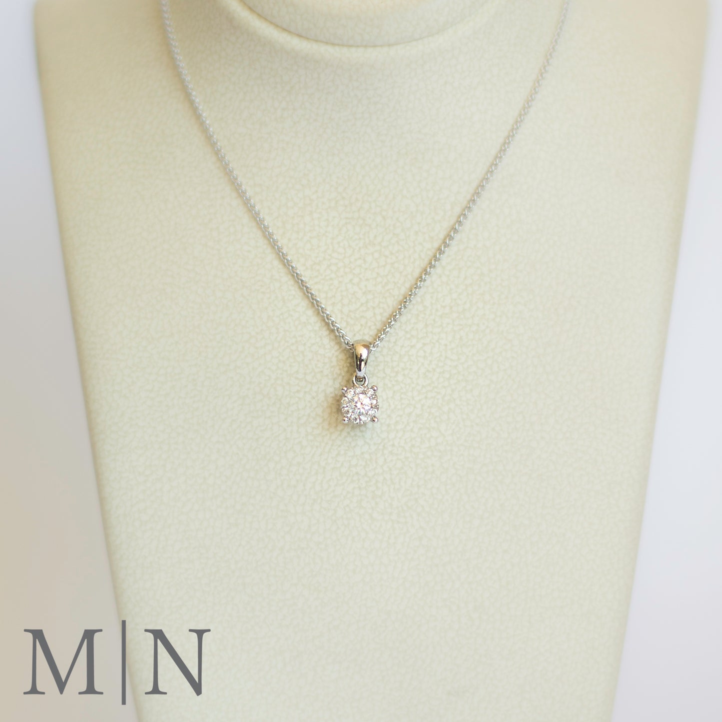White Gold & Diamond Halo Pendant