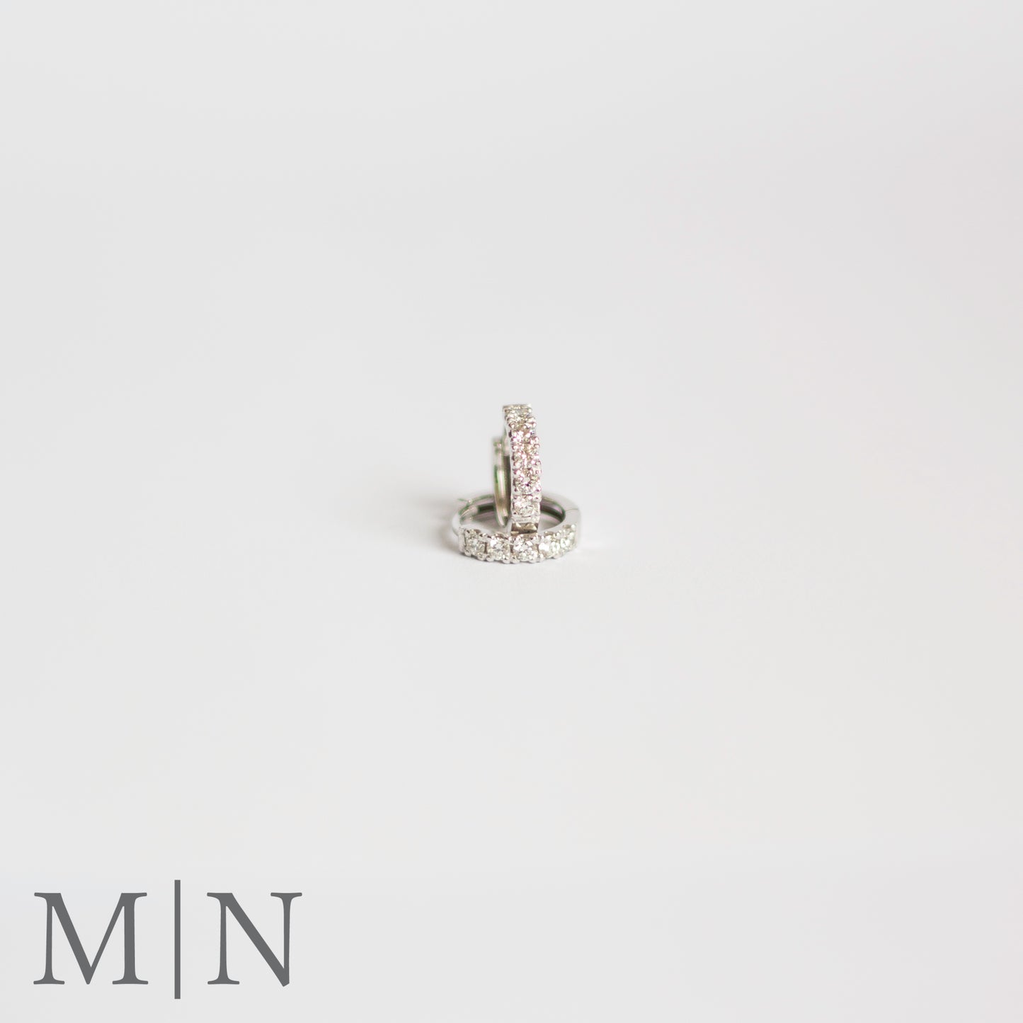 White Gold Natural Diamond 12mm Huggie Earrings