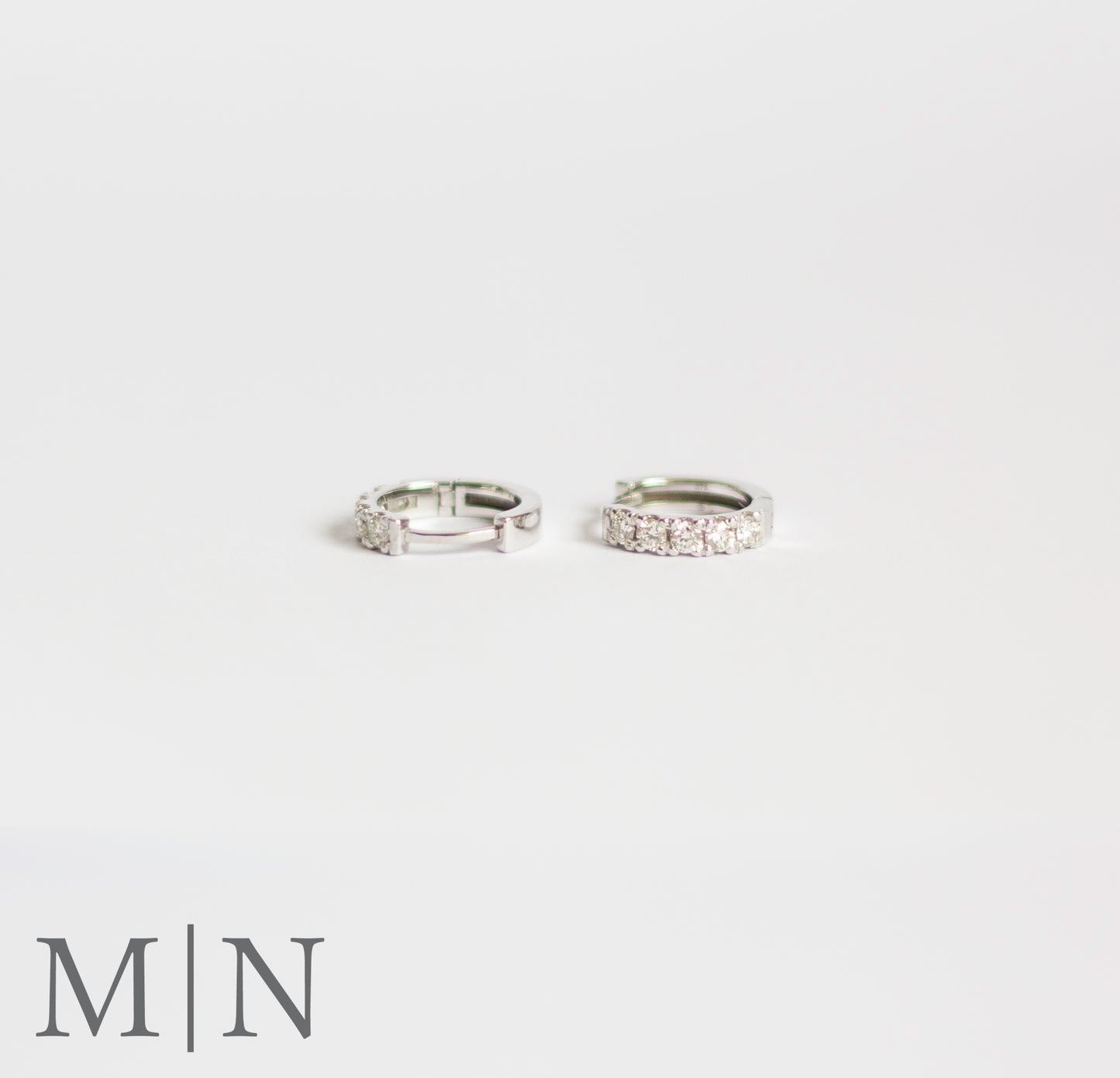 White Gold Natural Diamond 12mm Huggie Earrings