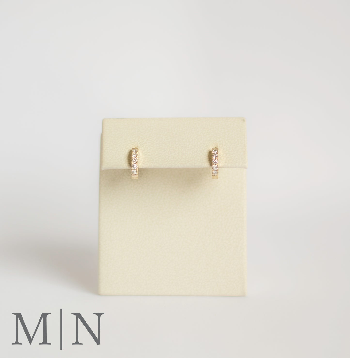 Yellow Gold Natural Diamond 12mm Huggie Earrings