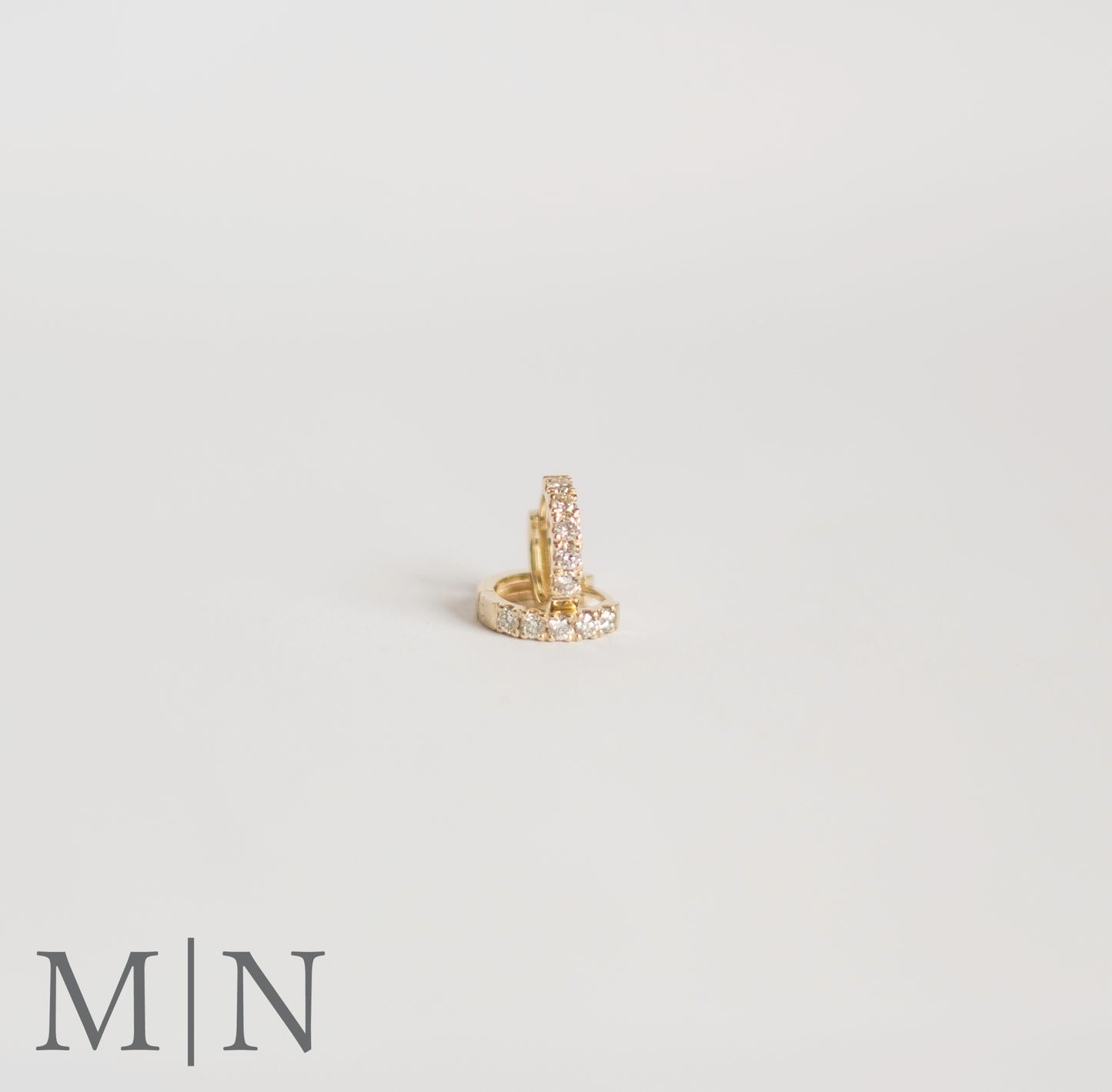Yellow Gold Diamond 12mm Huggie Earrings