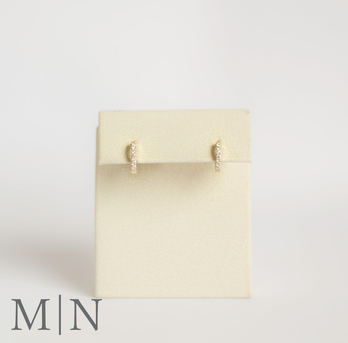 Yellow Gold Natural Diamond 12mm Huggie Earrings