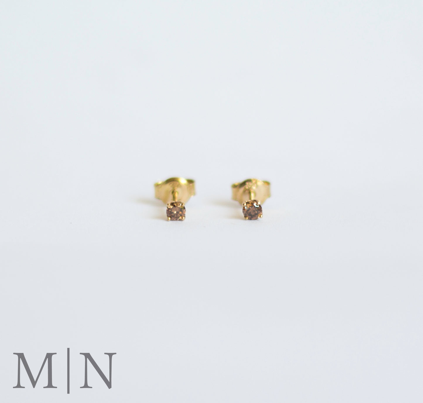Yellow Gold Brown Diamond Stud Earrings