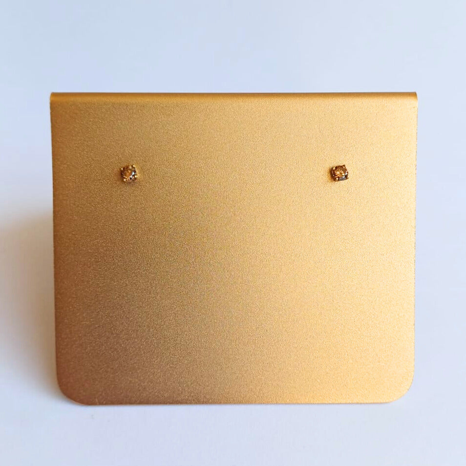 Yellow Gold Brown Diamond Stud Earrings