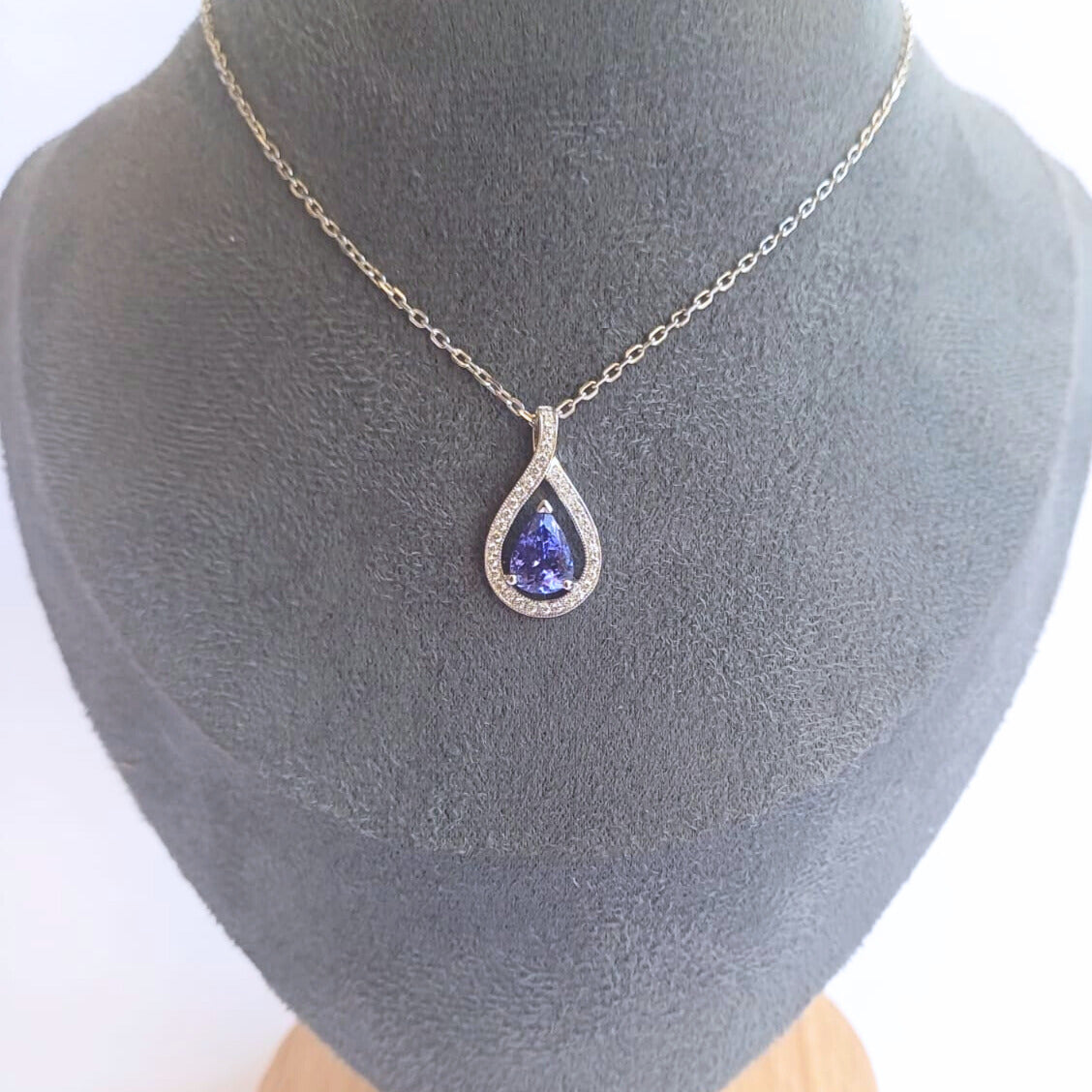White Gold Tanzanite & Diamond Pendant