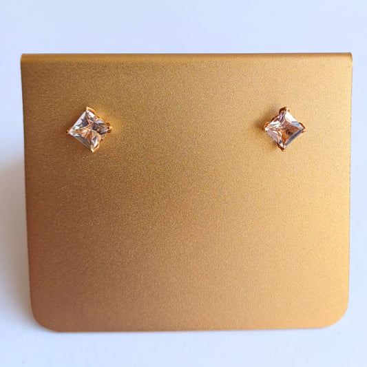 Rose Gold Princess Cut Morganite Stud Earrings