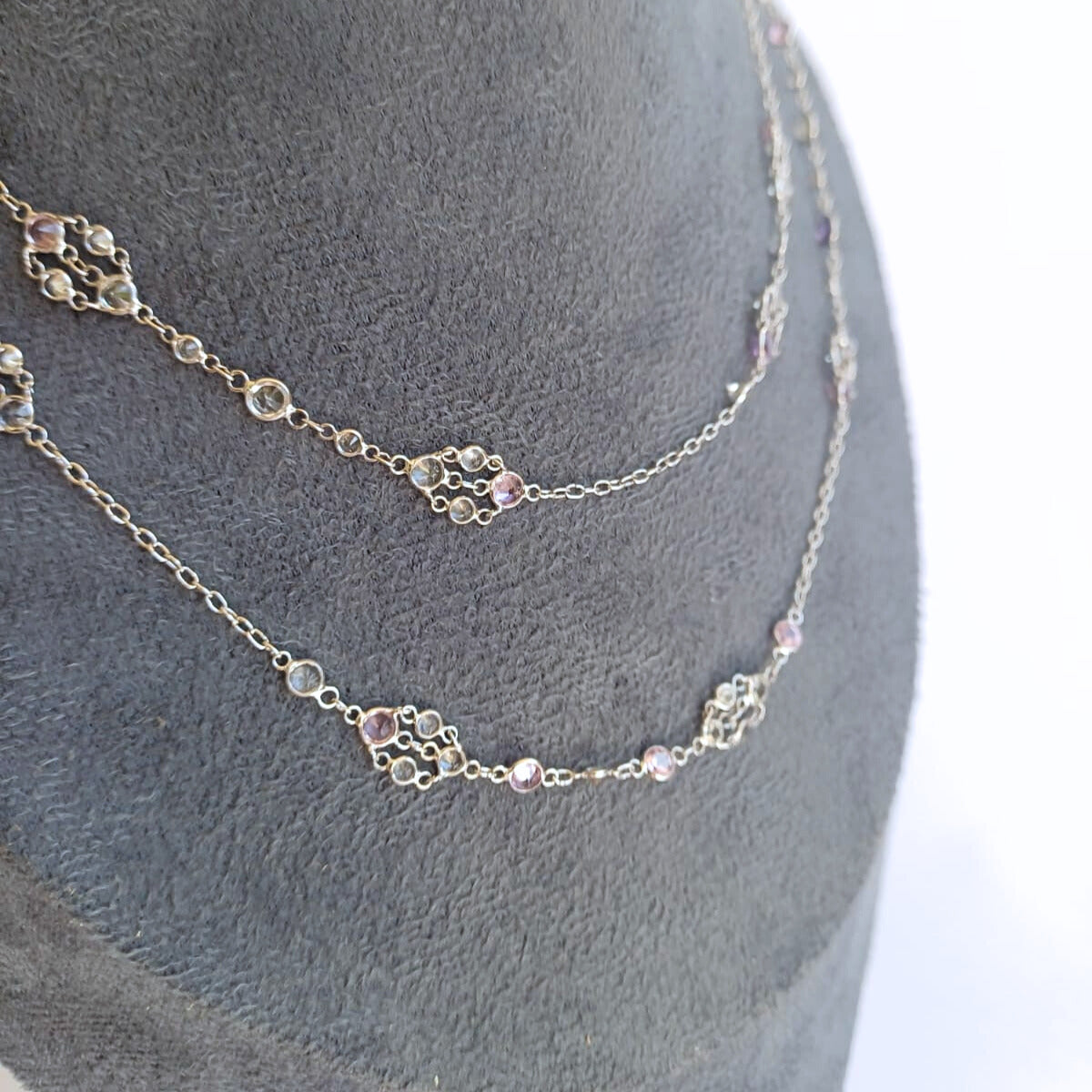 Handmade White Gold Sapphire Chain