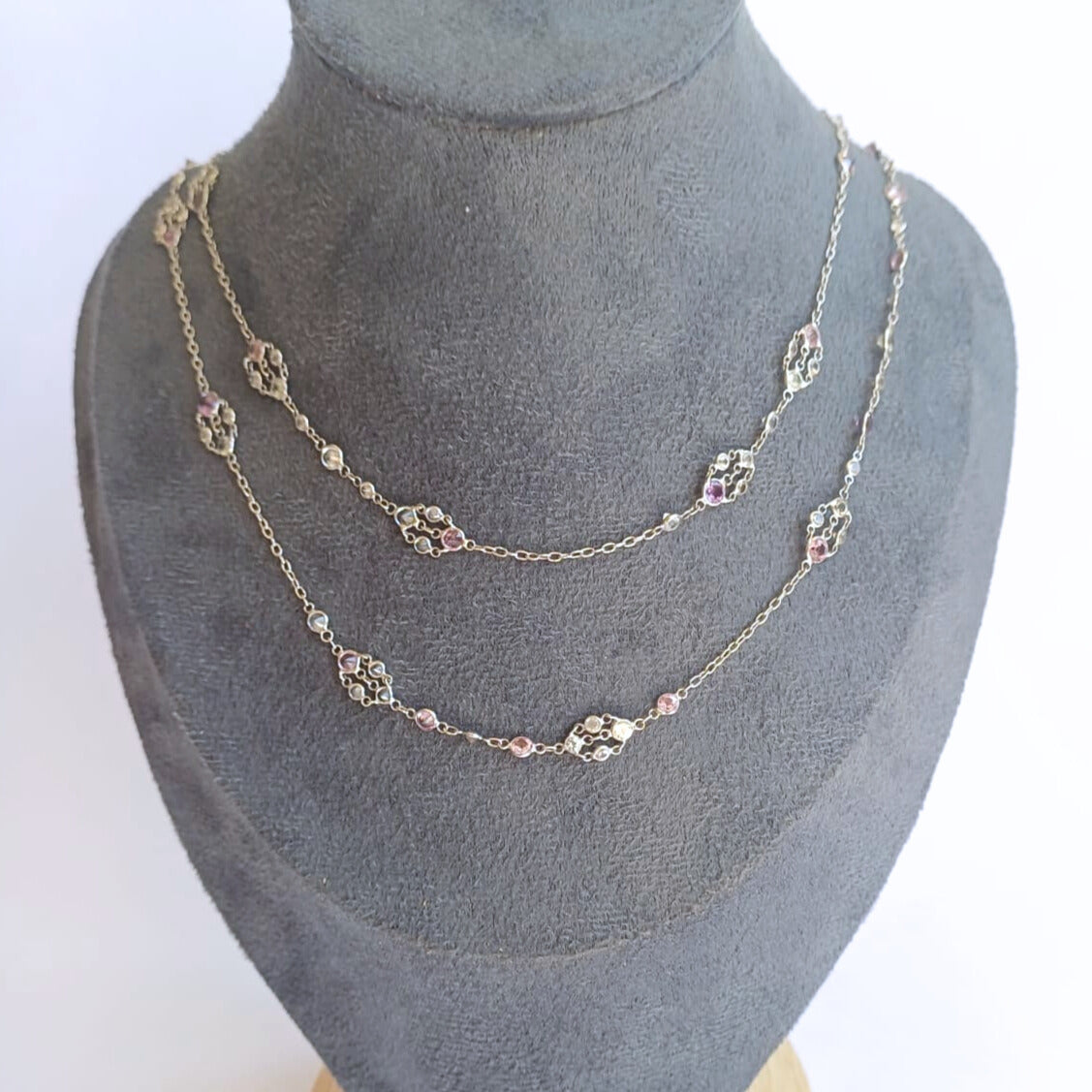 Handmade White Gold Sapphire Chain