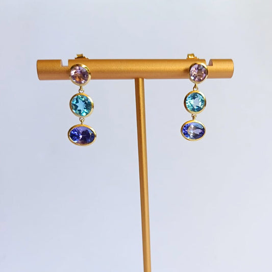 Yellow Gold Gemstone Drop Earrings