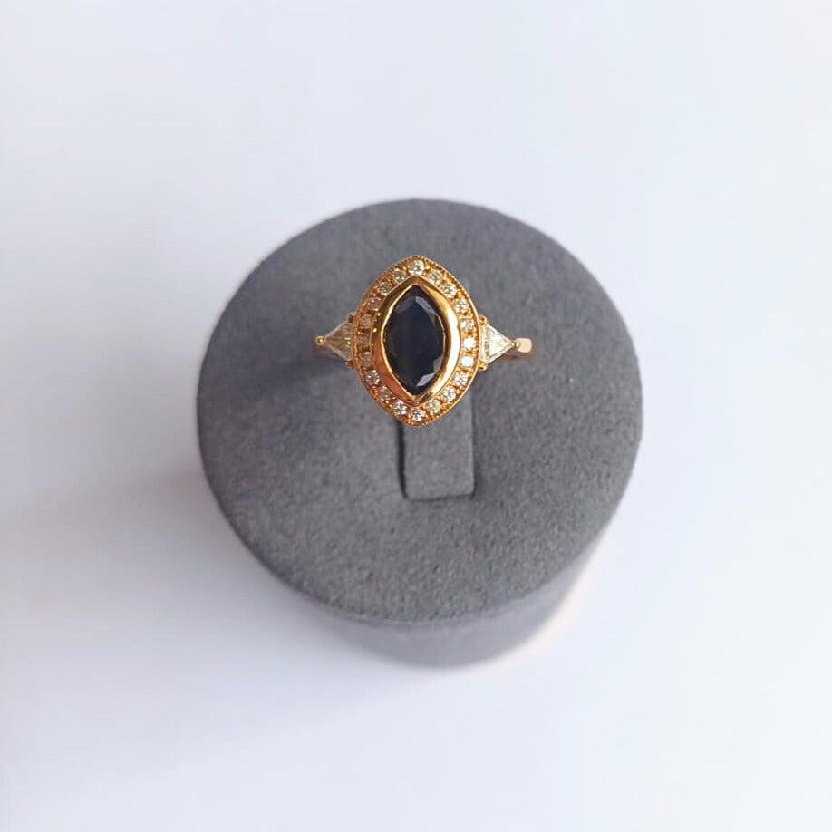 Rose Gold & Black Marquise Diamond Halo Ring