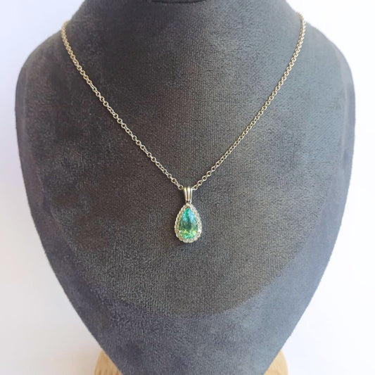 White Gold Paraiba Tourmaline & Diamond Pendant